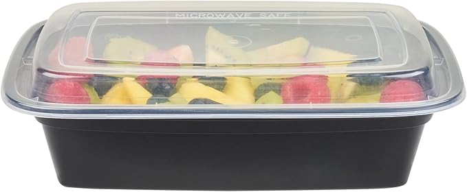Asporto 38 Ounce Take Out Containers, 100 Food Containers With Lids - Microwavable, Disposable, Black Plastic To Go Food Containers, No BPA, For Take Out And Delivery - Restaurantware