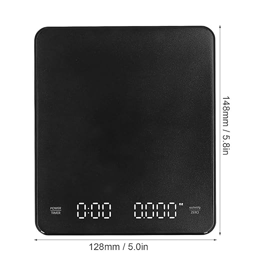 Coffee Scale with Timer, 0.1g High Precision 3 Units Pour Over Drip Espresso Scale, 5.8 x 5in Rechargeable Kitchen Scale with LCD Backlight Display for Home Weigh Jewelry Vegetables