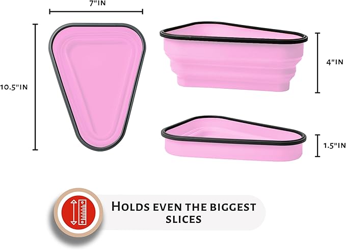 PIZZA PACK The Perfect Reusable Pizza Storage Container with 5 Microwavable Serving Trays - BPA-Free Adjustable Pizza Slice Container to Organize & Save Space, Pink 3 pk