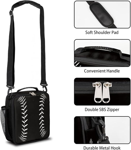 Baseball Kids Lunch Box Baseball Sport Insulated Lunch Bag Tote for Girls Boys Cooler Freezable Meal Prep Bag with Shoulder Strap Waterproof Lunch Container for School Office Picnic