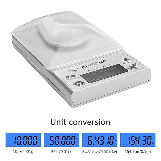 Electronic Scale, 10g/0.001g Digital High Accuracy Electronic Food Weighing Scale, Plastic Portable Jewelry Digital Scale with Weight and Tweezers