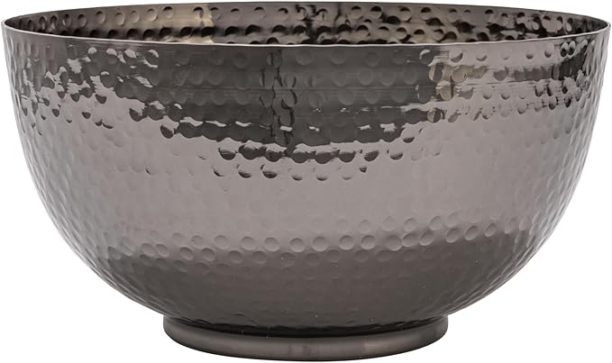 Bloomingville Round Hammered Metal, Set of 2 Sizes, Oxidized Silver Finish Bowl