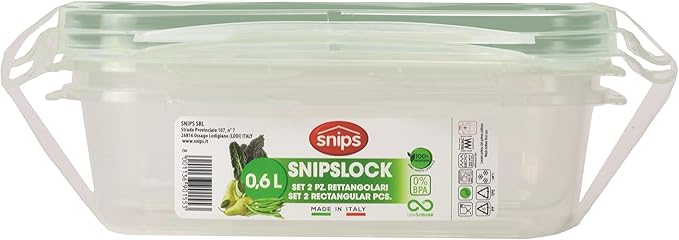 Srl SnipsLock Storage Jar, Green, 0,6 LT Quadrato