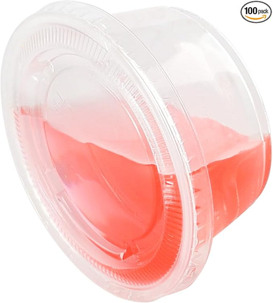 3.25oz Jello Shot Cups with Lids 100 Set, Leakproof & Freezer Safe Plastic Cups for Meal Prep Salad Dessert Condiment Sauce Souffle, Portion Cups for Lunch Party Trips