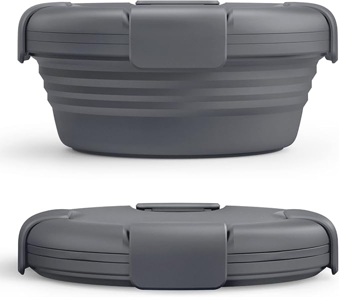 STOJO Collapsible Bowl - Carbon, 36oz - Reusable Silicone Bowl for Hot and Cold Food - Perfect for Travel, Meal Prep, To-Go Lunch, Camping & Hiking - Microwave & Dishwasher Safe