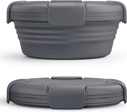 STOJO Collapsible Bowl - Carbon, 36oz - Reusable Silicone Bowl for Hot and Cold Food - Perfect for Travel, Meal Prep, To-Go Lunch, Camping & Hiking - Microwave & Dishwasher Safe