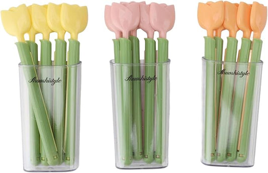 15Pcs Food Sealing Clip,Creative Beautiful Tulip Flower Floral Shape Sealing Clip with Magnetic Storage Box for Refrigerator, Food Clips Chip Clips