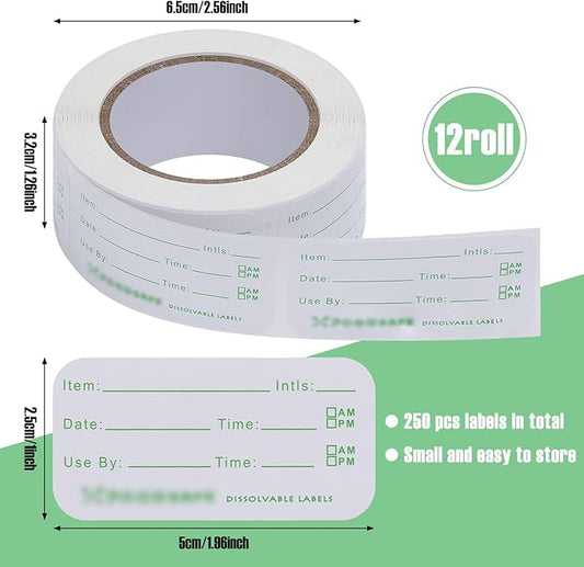 Outus 3000 Pieces Food Labels for Containers 1 x 2 Inch Expiration Date Stickers Washable Meal Prep Food Storage Labels Freezer Tape Easy to Write for Home Kitchen Restaurant Supplies