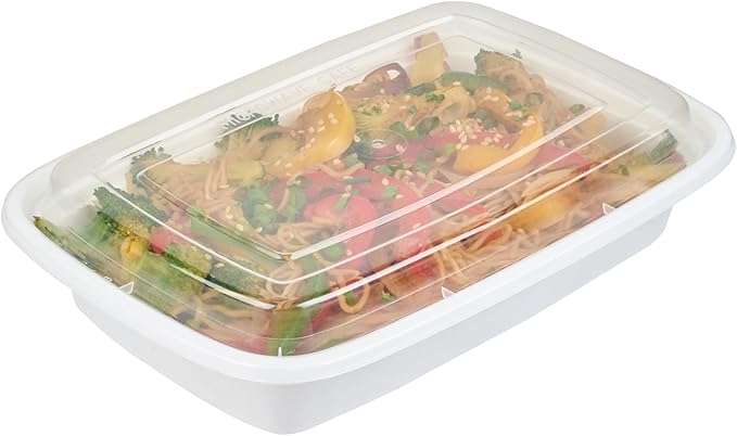 Restaurantware Asporto 24 Ounce Take Out Containers, 50 Food Containers With Lids - Microwavable, Disposable, Black Plastic To Go Food Containers, No BPA, For Take Out And Delivery