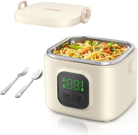 Electric Lunch Box for Kids & Adults - 14000mAh Battery-Powered, Self-Heating Food Warmer with Type-C Rechargeable, 27oz/800ml Portable Heated Lunch Box for Office, School, Camping, Diet Meals