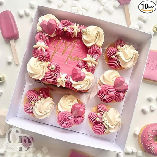 10 pack- Bento Box, Cupcake and cake box, 5 cupcake cavity space and 1 4-5in cake slot