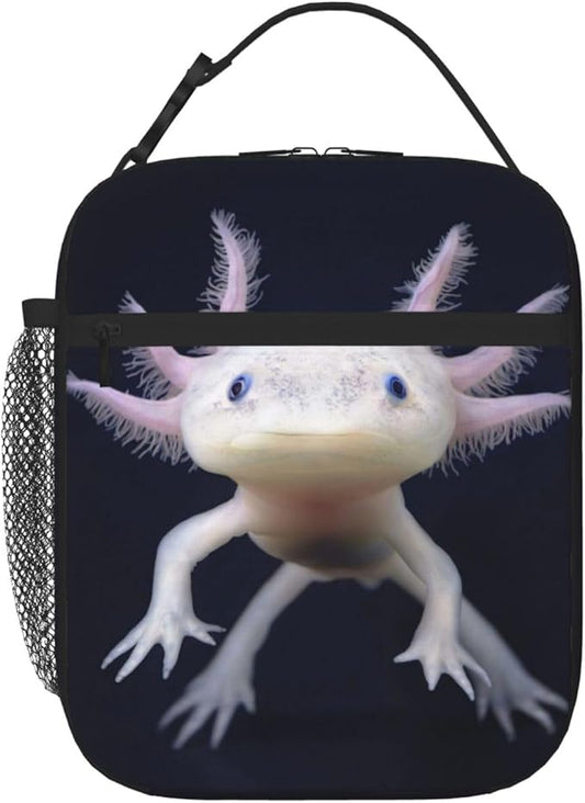 YETTA YANG Cute Kawaii Axolotl Ambystoma Mexicanum Portable Lunch Bag Insulated Lunch Box Reusable Totes For Women Men Work Picnic Camping