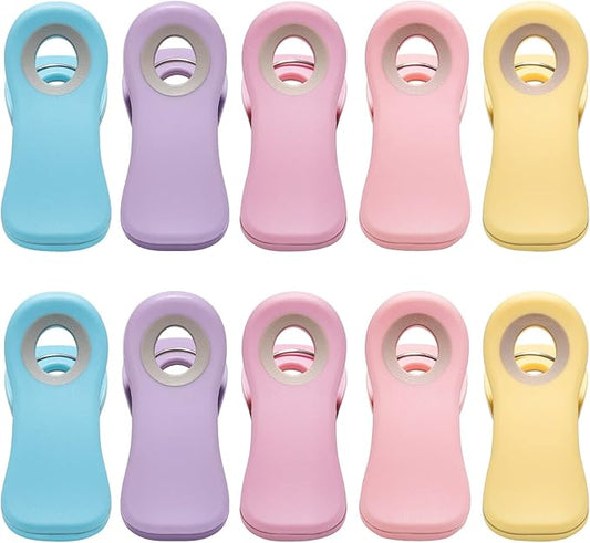Magnetic Clips - Food Clips, Chip Clips, Bag Clips for Food Storage with Air Tight Seal Grip for Bread Bags, Snack Bags and Food Bags (Pack of 10, Pastel Colors)