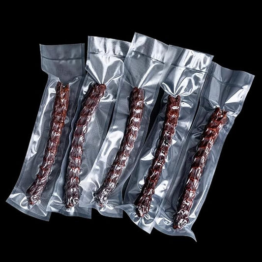 100 Pack Clear Vacuum Bags 3.15x7.08 inch (Inside Size 2.75x6.7 inch) for Food Saver Flat Open Top Embossed Vacuum Sealer Bag Food Storage Packaging Pouch with Tear Notch