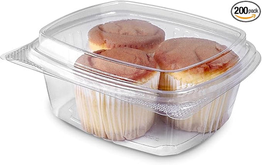 12oz Tall Dome RPET Clear Hinged Lid Deli Container- 200Pcs