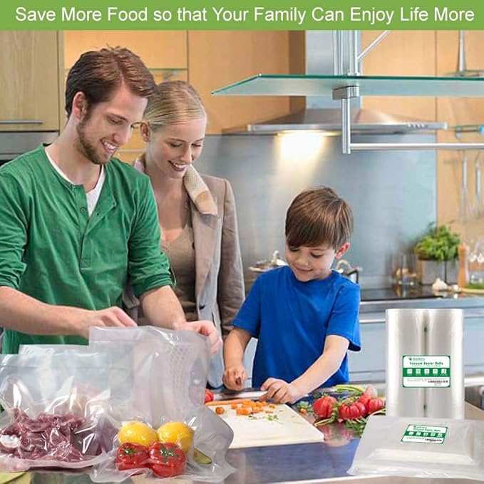 8 Pack 8"x20'(4Rolls) and 11"x20' (4Rolls) Vacuum Sealer Bags Rolls for Food,Commercial Grade, BPA Free,Puncture Prevention,Great for Sous Vide Cooking