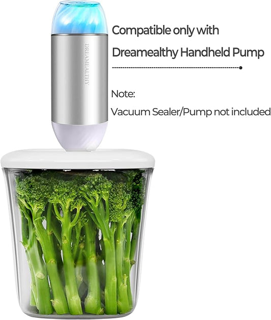 Supplementary Vacuum Seal Containers 1.5L + 2L, BPA Free Tritan, Only Works with the Matching VP04 Handheld Vacuum Sealer (Vacuum Sealer Not Included)