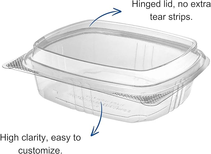 8oz Tall Dome RPET Clear Hinged Lid Deli Container- 200Pcs