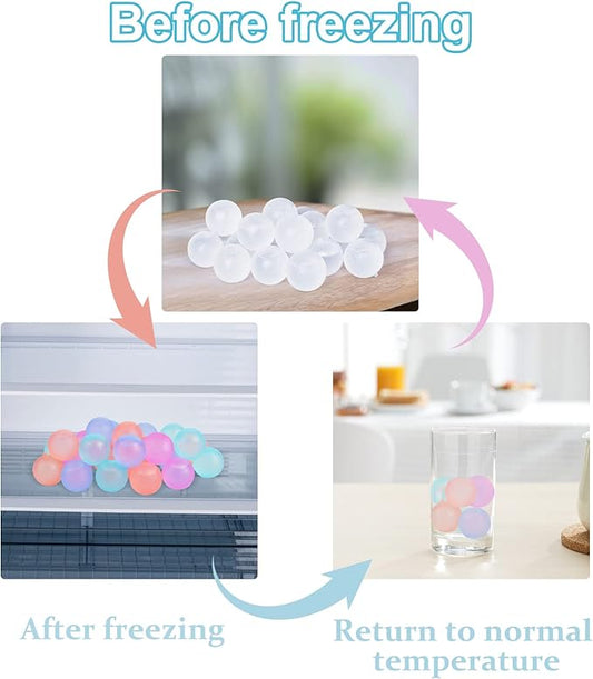 100 Pack Color-changing Reusable Ice Cube for Drinks, Colorful Round Shape Plastic ice Cubes Without Diluting BPA Free, Refreezable Ice Cubes for Coffee, Wine, Whiskey, Cocktails (Color-changing)