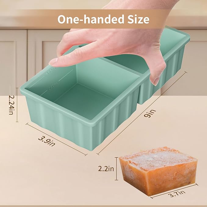 Silicone Freezer Tray for Soup Ice Cubes: 2-Cup Freezing Tray with Lid for Meal Prep - 2Pack Silicon Soup Portion Freeze Tray Make Stock Souped Ice Cube
