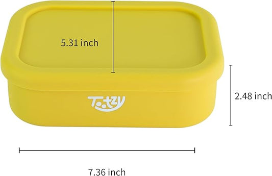 Premium Silicone Bento Box 30 oz – Reusable, Leakproof, BPA-Free Lunch Container – Microwave & Dishwasher Safe – Perfect for Dog Meals, School Lunch, Office, or Travel – Eco-Friendly (Yellow)