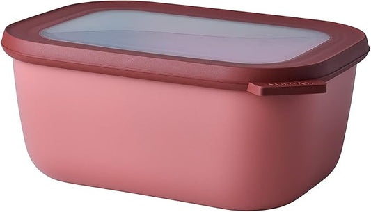 Mepal - Cirqula Rectangular Multi Bowl - Plastic Containers with Lid - Suitable as Airtight Container for Fridge, Microwave, Serving Freezer - Kitchen Bowls - 1500 ml - Vivid mauve