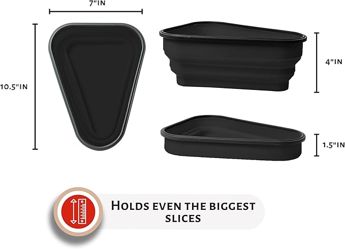 The Perfect Pizza Pack™ - Reusable Pizza Storage Container with 5 Microwavable Serving Trays - BPA-Free Adjustable Pizza Slice Container to Organize & Save Space, Black