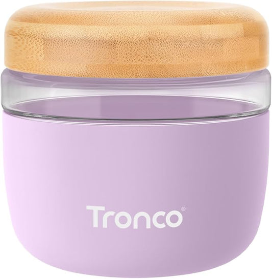 Tronco 24 oz Glass Container with Bamboo Lids, Food Storage Bowls for Soup, Stew & Overnight Oats, Meal Prep, Glass Lunch Bowl Container 100% Leak & Spill Proof, Airtight, BPA-Free- Ideal Gifts