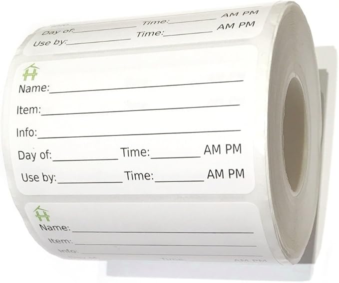 500 Food Labels - Removable Stickers with Large Writable Surface - Peel Clean With No Glue Residue - Great for Meal Preparation, Leftovers Labeling, on Bottles, Pans, Plastic and Other Containers