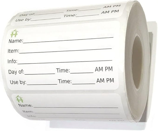500 Food Labels - Removable Stickers with Large Writable Surface - Peel Clean With No Glue Residue - Great for Meal Preparation, Leftovers Labeling, on Bottles, Pans, Plastic and Other Containers