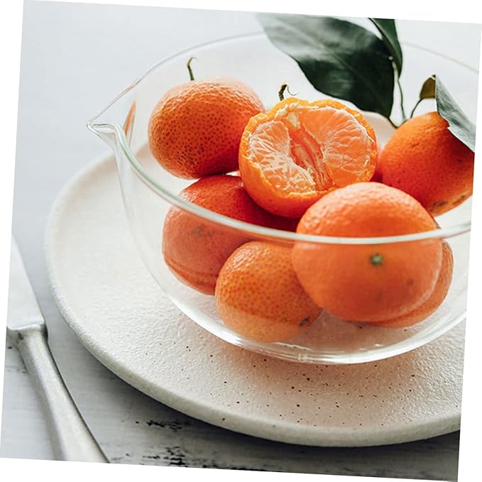 Luxshiny 2pcs Glass Mixing Bowl with Spout, Small Glass Baking Bowl for Kitchen & Restaurant
