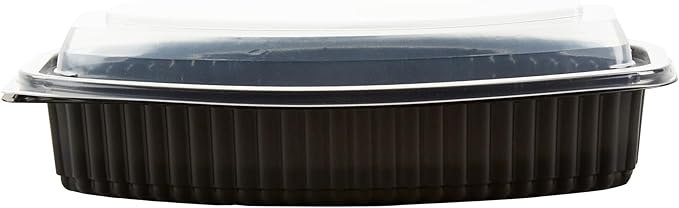 Restaurantware RW Base 24 Ounce Meal Prep Containers, 100 Microwavable To Go Containers With Lids - Disposable, Freezable, Black Plastic Oval Food Containers, Pack Hot And Cold Food, For Takeaway
