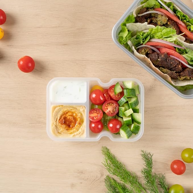 Restaurantware TRAYS ONLY: Futura 10 Ounce Trays For Meal Prep Containers 100 Microwavable Trays For 32 Or 37 Ounce Containers - Containers Sold Separately 3 Compartments White Plastic Food Trays