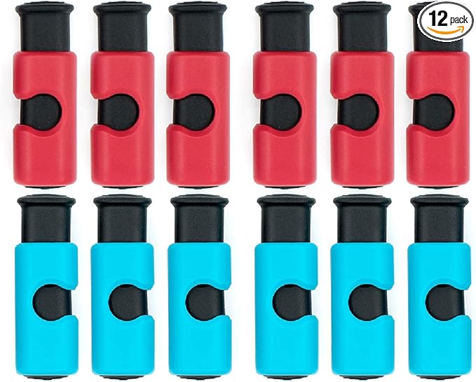 12 Pcs Bread Bag Clips Value Set Grade Food Bag Squeeze Clips Food Fruit Bread Bag Cinch Non-Slip Grip Sealer Rubber Pads or Lid on Bottom, Easy To Squeeze Lock Release, 6 Blue & 6 Red Clips