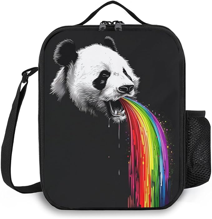 Panda Lunch Box Insulated Lunch Bag for Women Men Reusable Large Capacity Lunchbox with Shoulder Strap Small Leakproof Cooler Food Bento Tote Bag for Work Travel Picnic