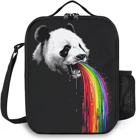 Panda Lunch Box Insulated Lunch Bag for Women Men Reusable Large Capacity Lunchbox with Shoulder Strap Small Leakproof Cooler Food Bento Tote Bag for Work Travel Picnic