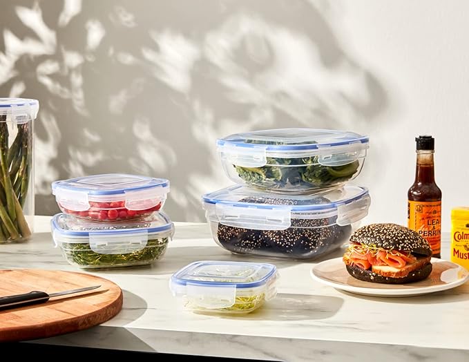 Superio Plastic Food Storage Container Set, BPA Free, Sealed Containers with Airtight Lids for Pnatry, Cupboard, and Fridge- Microwave and Dishwasher Safe (10) (3 Pack)