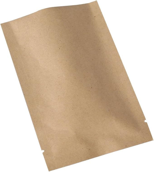 QQ Studio 100 PCS Metallic Mylar Foil Open Top Sealable Bags (7x10cm (2.7x3.9"), 100x Kraft)