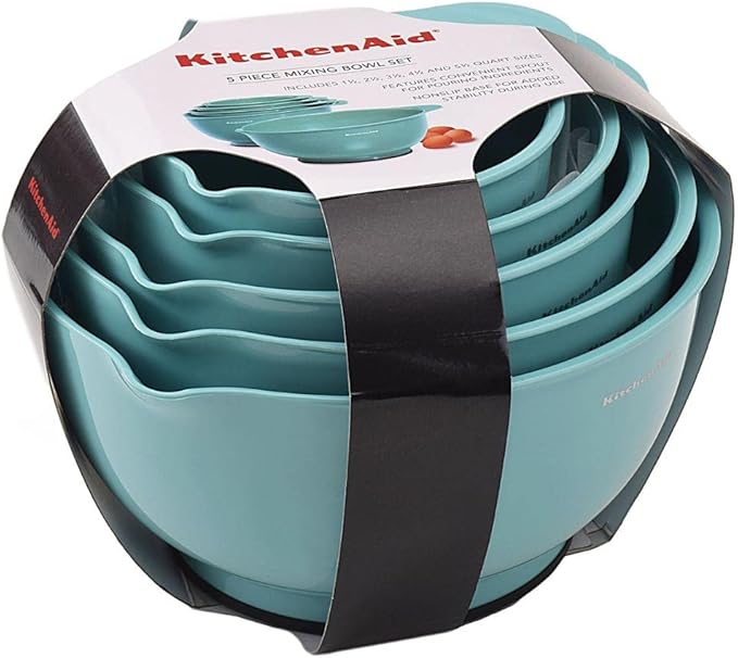 KitchenAid Classic Mixing Bowls, Set of 5, Aqua Sky 2