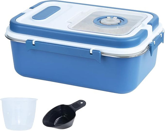 15lbs Stainless Steel Flour Storage Bin Airtight Rice Storage Container Metal Cereal Grain Dry Food Storage Boxes for Kitchen Countertop Pantry, Blue