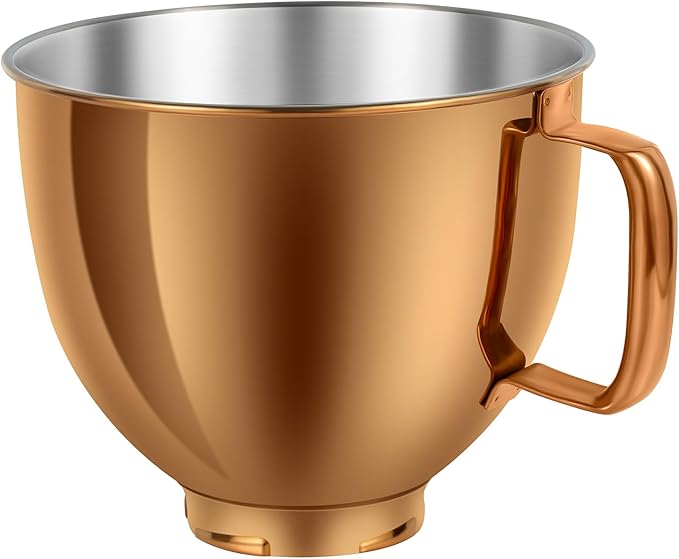 5 QT Stainless Steel Mixer Bowl for KitchenAid Artisan&Classic Series 4.5-5QT Tilt-Head Mixers K45 KSM70 KSM150 etc. Replacment for KitchenAid Mixer Bowl(Heavy Duty Radiant Copper)