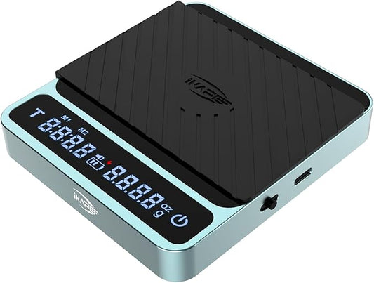 IKAPE Digital Coffee Scale, Premium Aluminium Espresso Scales with Timer, 2kg/0.1g High Precision Rechargeable Drip Espresso Scale with Tare Function, LED Display(Green)