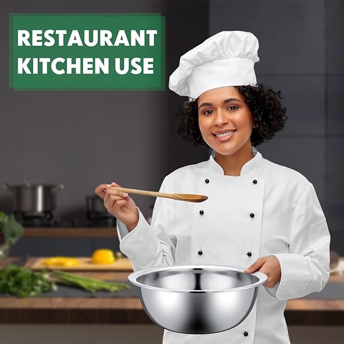 Pinkunn Set of 12 Stainless Steel Mixing Bowls, Nesting Metal Prep Salad Bowl Bulk Kitchen Large Reusable Baking Food Container for Hotel Restaurant Home Cooking, Silver(8.66 x 3 Inch)