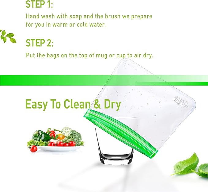 24 Pack Reusable Food Storage Bags - Non Plastic & Silicone Gallon Freezer Bags Sandwich Snack Resealable Lunch Bags Extra Thick Leakproof for Marinate Food & Fruit Cereal Travel Items Home Kitchen