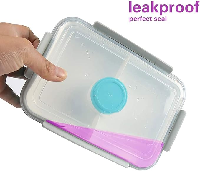 3 Pack Salad Lunch Box Food Storage Containers, 47oz Bento Box To Go Container with Lids, Meal Prep Containers with Removable Tray & Dressing Pots for Kids and Adults, Reusable and Microwave Safe