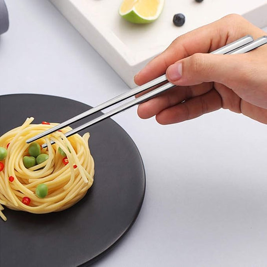 IQCWOOD Spoons and Forks Flatware Set, 3 Pairs Chopsticks Forks and Spoons Silverware Korean Utensil Set, Stainless Steel Korean Dinnerware Portable Utensils for Home