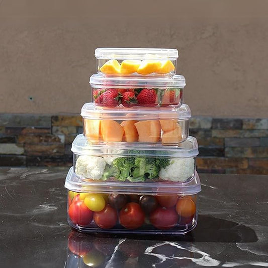 (Set of 5) Micro Clear Shatterproof Food Storage Containers with Lids, Stackable, Nestable BPA-Free Kitchen Canisters, Crystal Clear Tritan Body, Dishwasher & Microwave Safe, Made in Japan