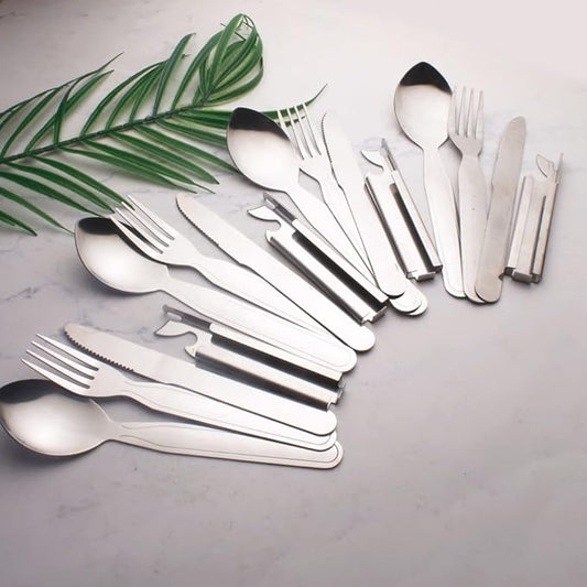4 Set Picnic Flatware Set, Cutlery Set Extra Strong Ultra Silverware Set, 3 Pieces Knife Fork Spoon Set for Home Use/Travel/Picnic/Camping Utensils Set 2 ggryr nr4ne4 (4 set)