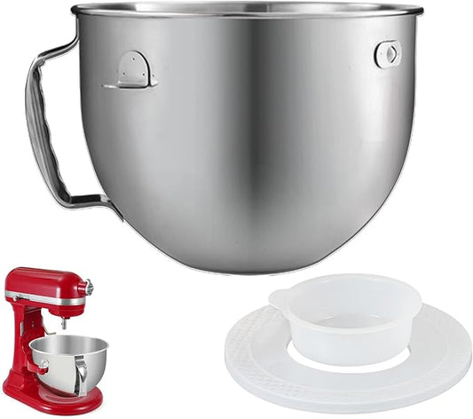 7QT Stainless Steel Mixer Bowl Compatible with Kitchenaid Stand Mixers, 7QT Mixing Bowl for Kitchen Aid Lift with Handle and Lid, Dishwasher Safe