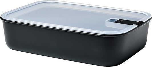 Mepal EasyClip 76oz/2250ml - Leakproof & Airtight Food Storage Container | BPA-Free | One-Click Open & Close System | Nordic Black | Made in Holland